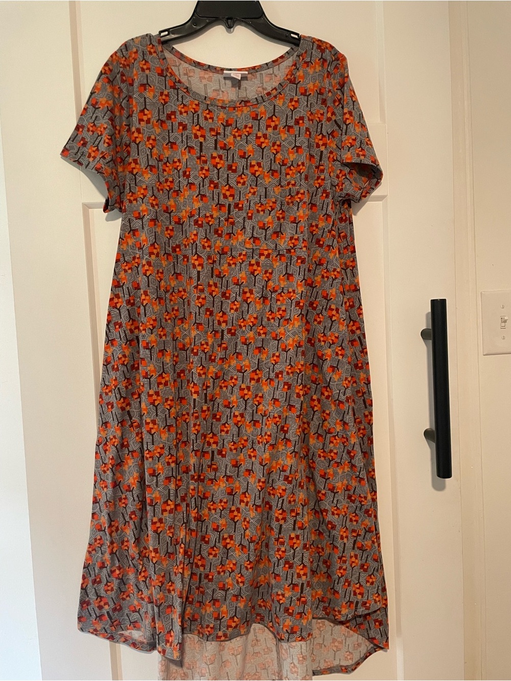 Grey Dress with Orange Floral Print